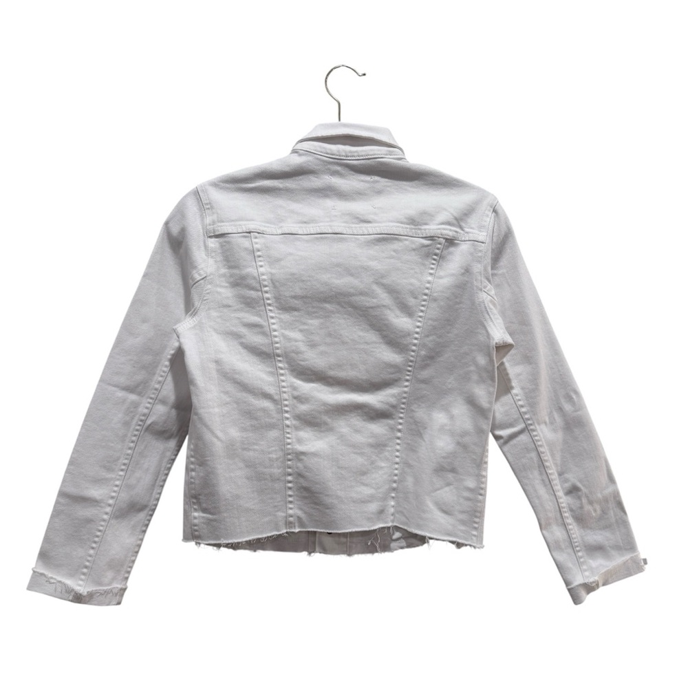 NWT L'Agence Janelle Cropped Slim-Fit Jean Jacket Casual Denim Blanc White Sz S - Picture 12 of 16